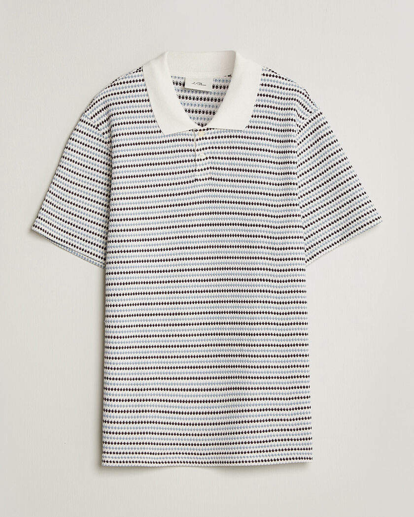LES DEUX Knitted Stripe Polo Eggnog White – Bianco