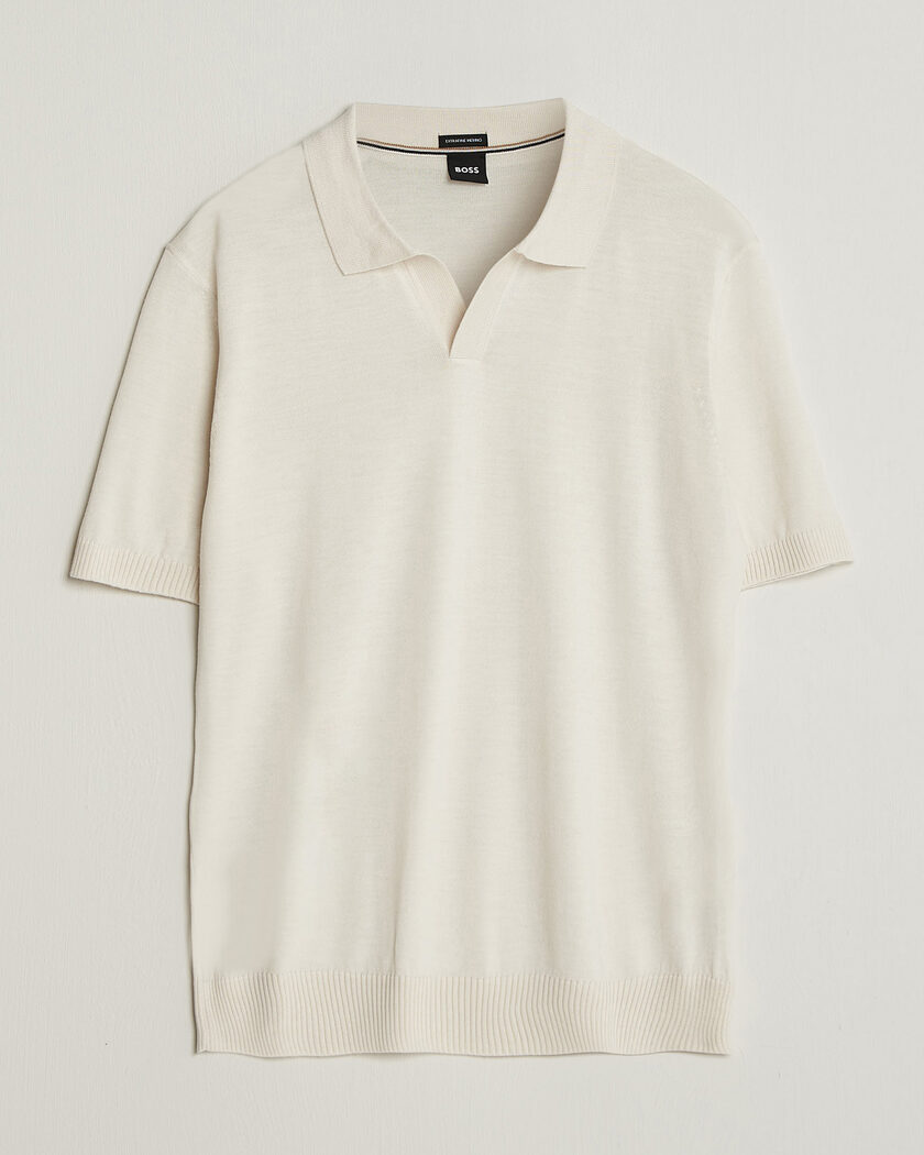 BOSS BLACK Lantoni Knitted Polo Open White – Bianco