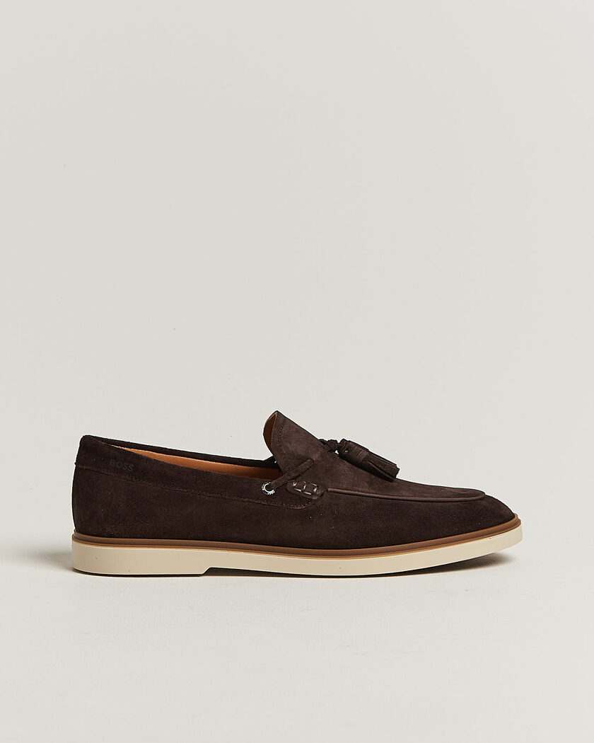 BOSS BLACK Hedley Suede Tassle Loafer Dark Brown – Marrone