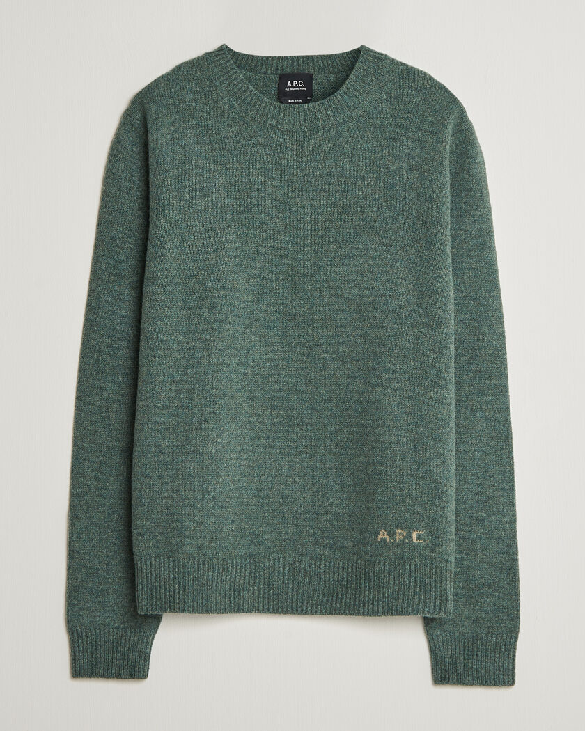 A.P.C. Edmond Wool Knitted Sweater Green Melange – Verde