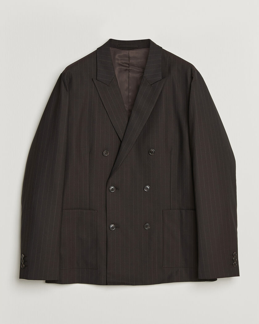 NN07 Jordin Pinstriped Double Breasted Blazer Dark Brown – Marrone