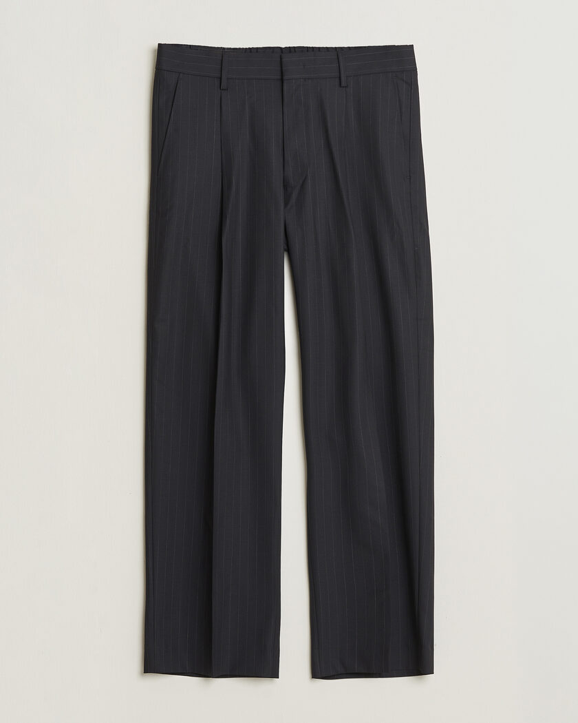 NN07 Kay Pinstriped Pleated Trousers Navy Blue – Blu