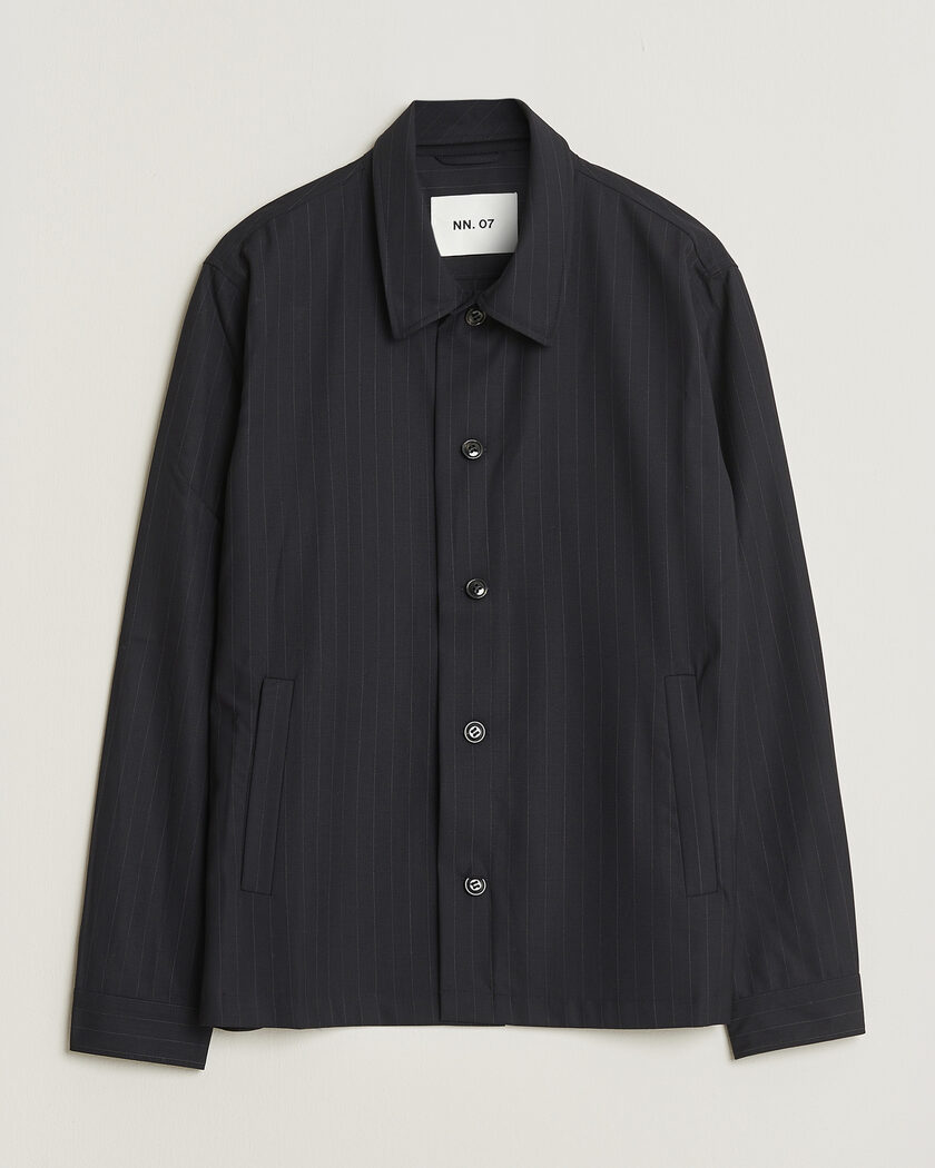 NN07 Zander Pinstriped Overshirt Navy Blue – Blu