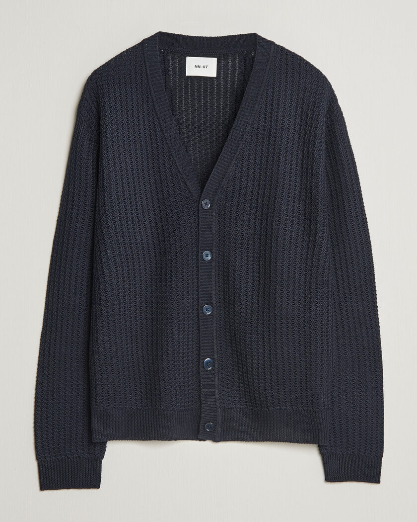 NN07 Tim Linen Knitted Cardigan Navy Blue – Blu