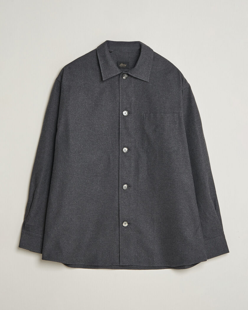 Brioni Cotton/Cashmere Overshirt Grey Melange – Grigio