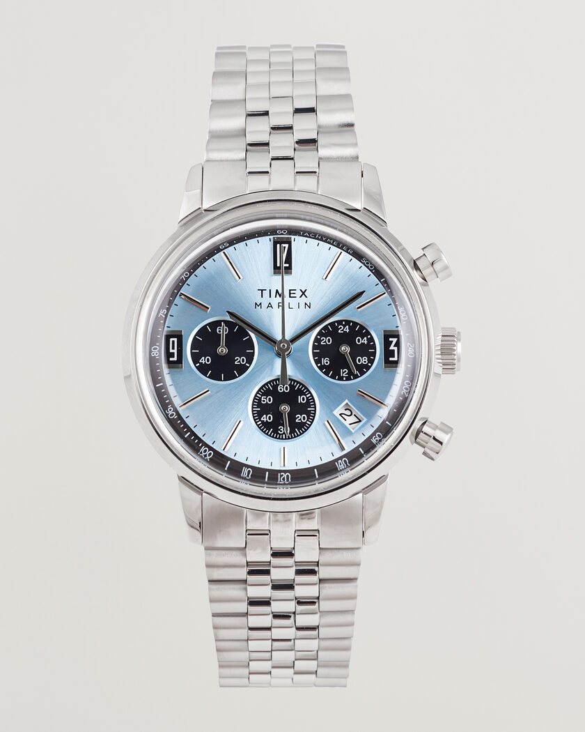 Timex Marlin Quartz Chronograph Steel 40mm Ice Blue Dial – Blu