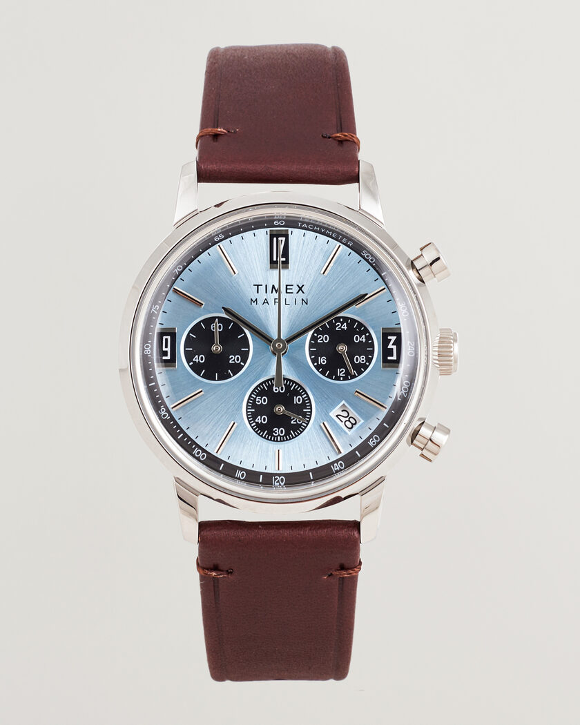 Timex Marlin Quartz Chronograph Leather 40mm Ice Blue Dial – Blu