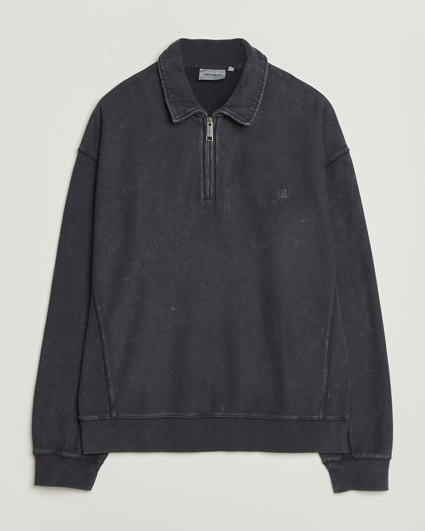 Carhartt WIP Lambert Washed Polo Sweatshirt Black Moon Wash – Grigio