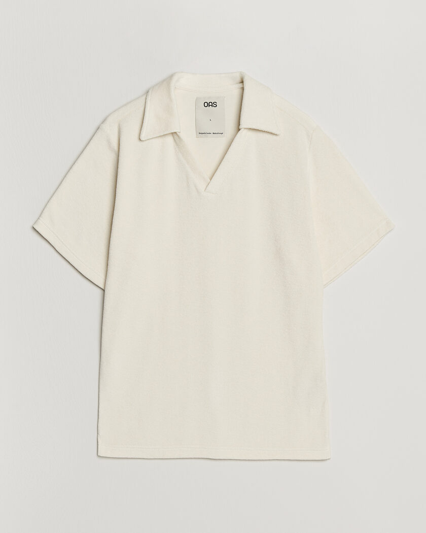 OAS Serif Regular Fit Terry Open Collar Polo Ecru – Bianco
