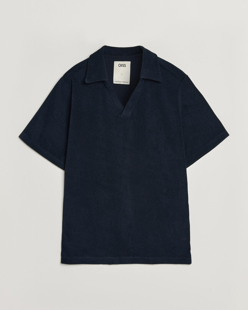 OAS Serif Regular Fit Terry Open Collar Polo Dark Blue – Blu