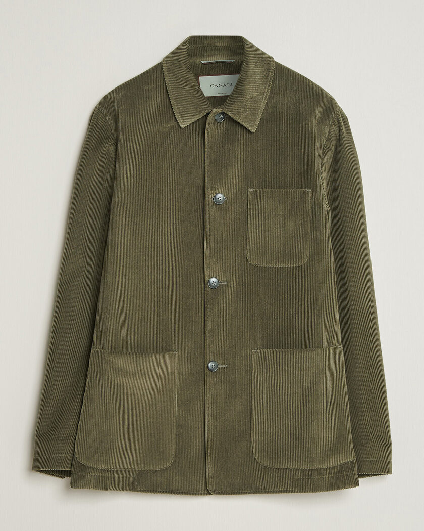 Canali Corduroy Chore Jacket Olive – Verde