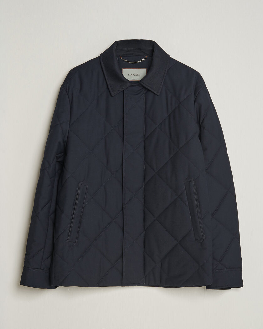 Canali Quilted Country Coat Navy – Blu