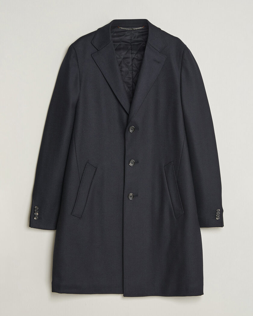Canali Kei Wool Travel Coat Navy – Blu