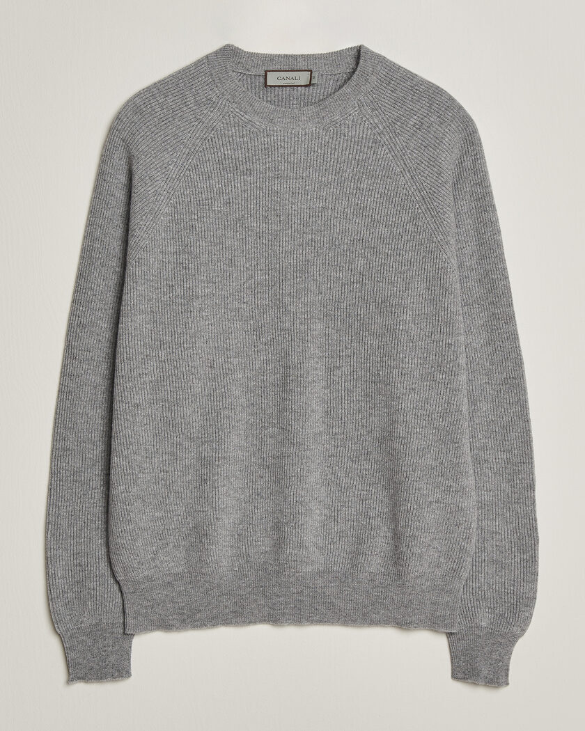 Canali Rib Cashmere Sweater Light Grey – Grigio