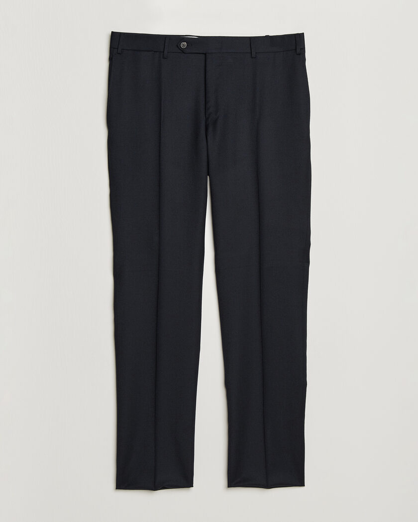 Canali Slim Fit Flannel Trousers Navy – Blu