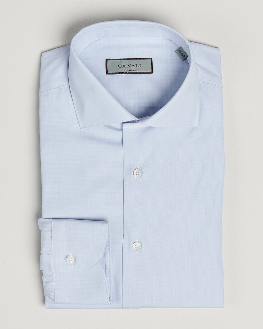 Canali Slim Fit Dress Shirt Light Blue Check – Blu