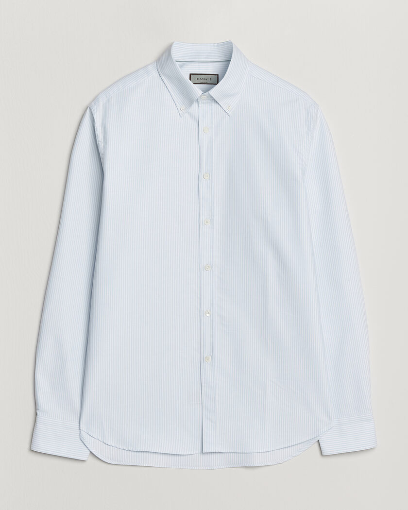 Canali Oxford Button Down Shirt Light Blue Stripe – Blu