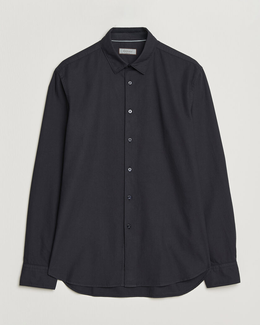 Canali Garment Dyed Cotton Shirt Navy – Blu