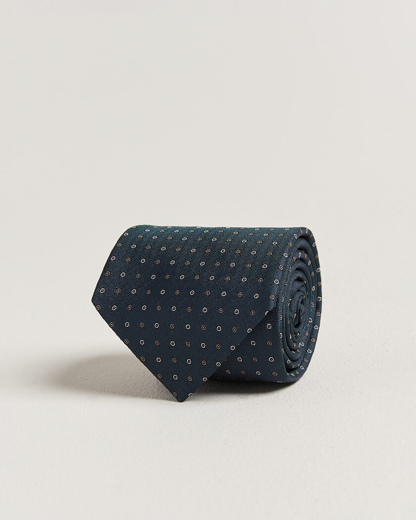 Canali Jacquard Silk Tie Dark Green – Verde
