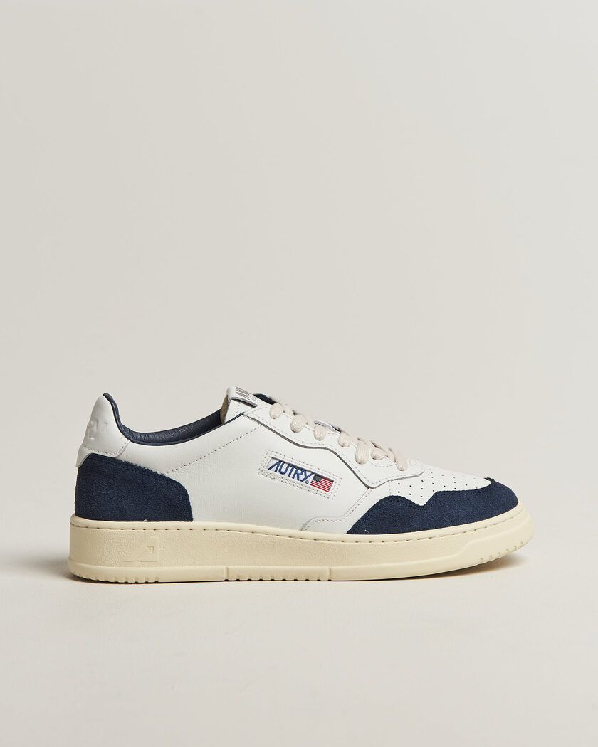 Autry Medalist Low Soft Leather/Suede Sneaker White/Denim – Bianco