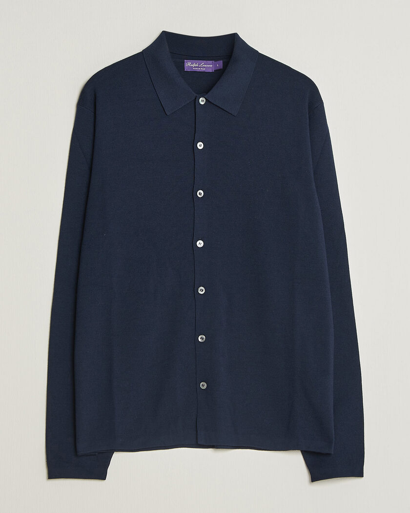 Ralph Lauren Purple Label Milano Stich Cardigan Racing Navy – Blu
