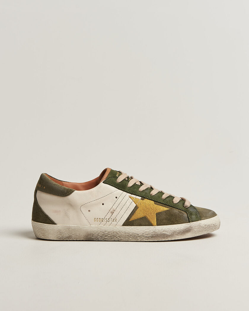 Golden Goose Super-Star Sneakers Cream/Olive – Bianco