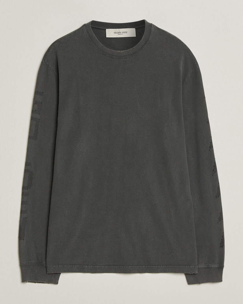 Golden Goose Long Sleeve Garment Dyed T-Shirt Anthracite – Grigio