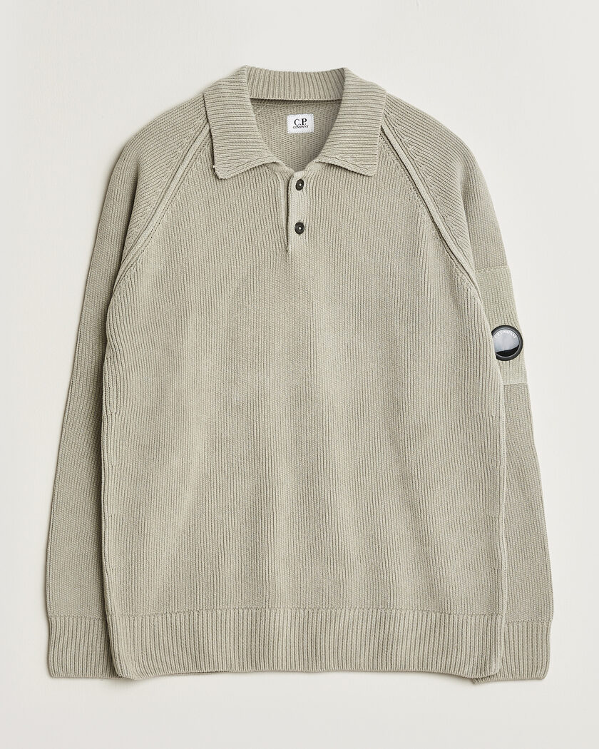 C.P. Company Cotton Chenille Polo Collar Light Grey – Grigio