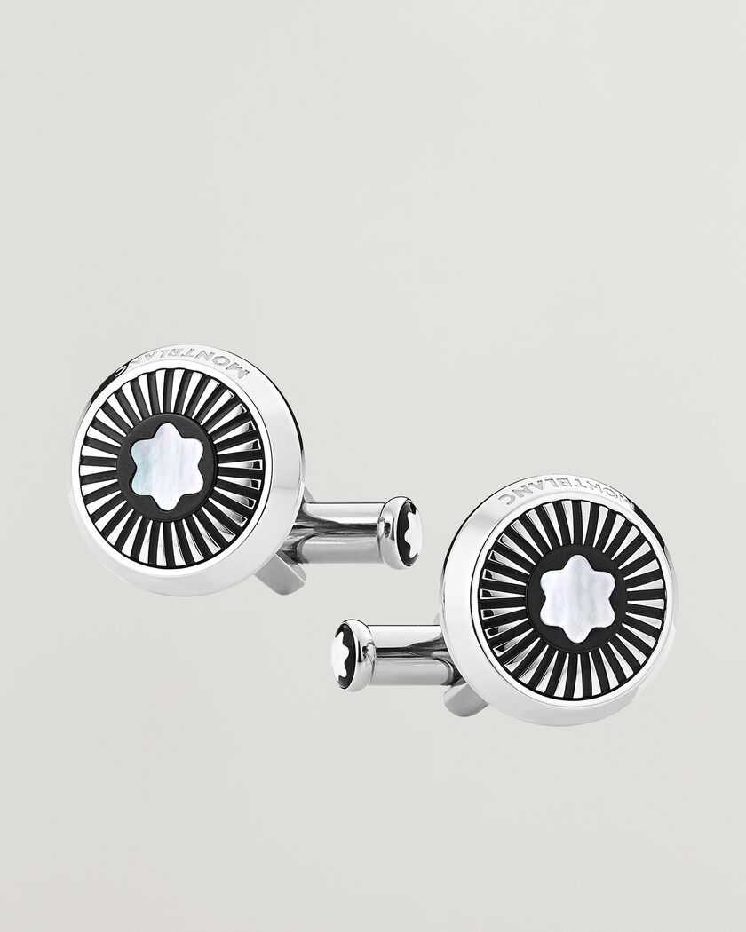 Montblanc Ray Pattern Mother-of-Pearl Snowcap Cufflinks – Argento