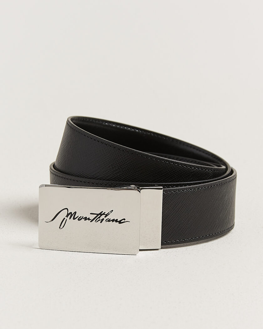 Montblanc 35mm Reversible Sartorial/Calf Logo Belt Black – Nero