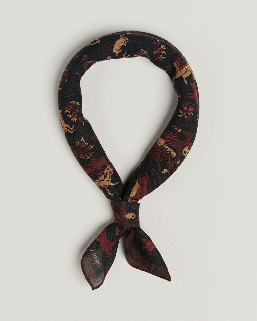Drake's Moghul Wool/Silk Bandana Green – Verde