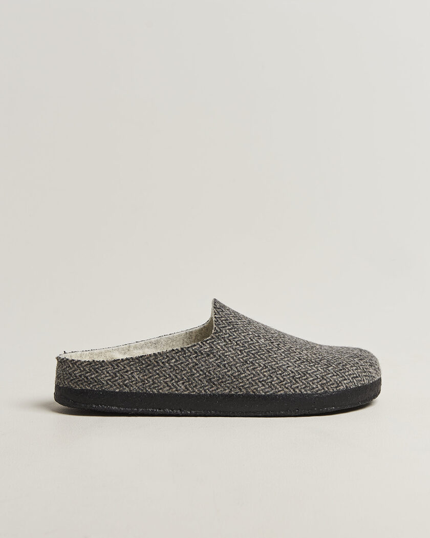 BIRKENSTOCK Amsterdam Wrapped Dip Shearling Dark Grey Herringbone – Grigio