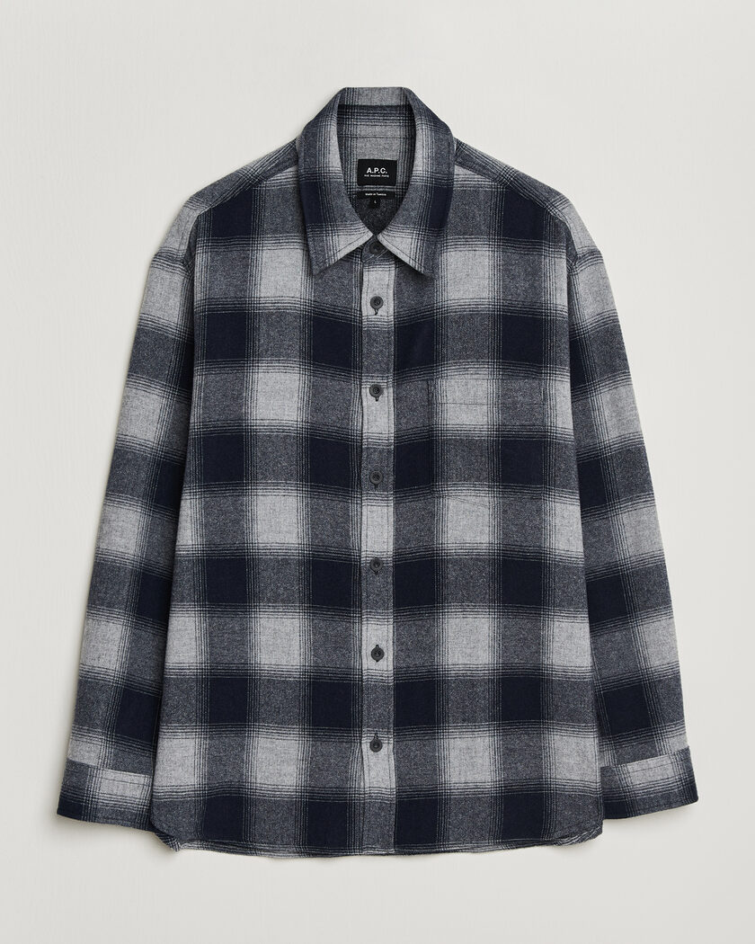 A.P.C. Malaury Checked Overshirt Light Grey – Blu
