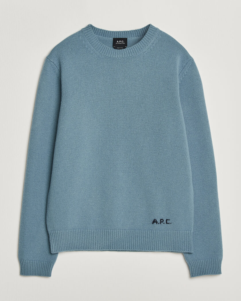 A.P.C. Edmond Wool Knitted Sweater Light Blue Melange – Blu
