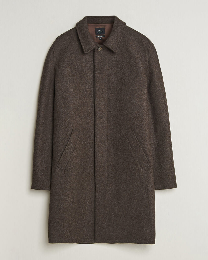A.P.C. Auster Wool Coat Maroon Melange – Marrone