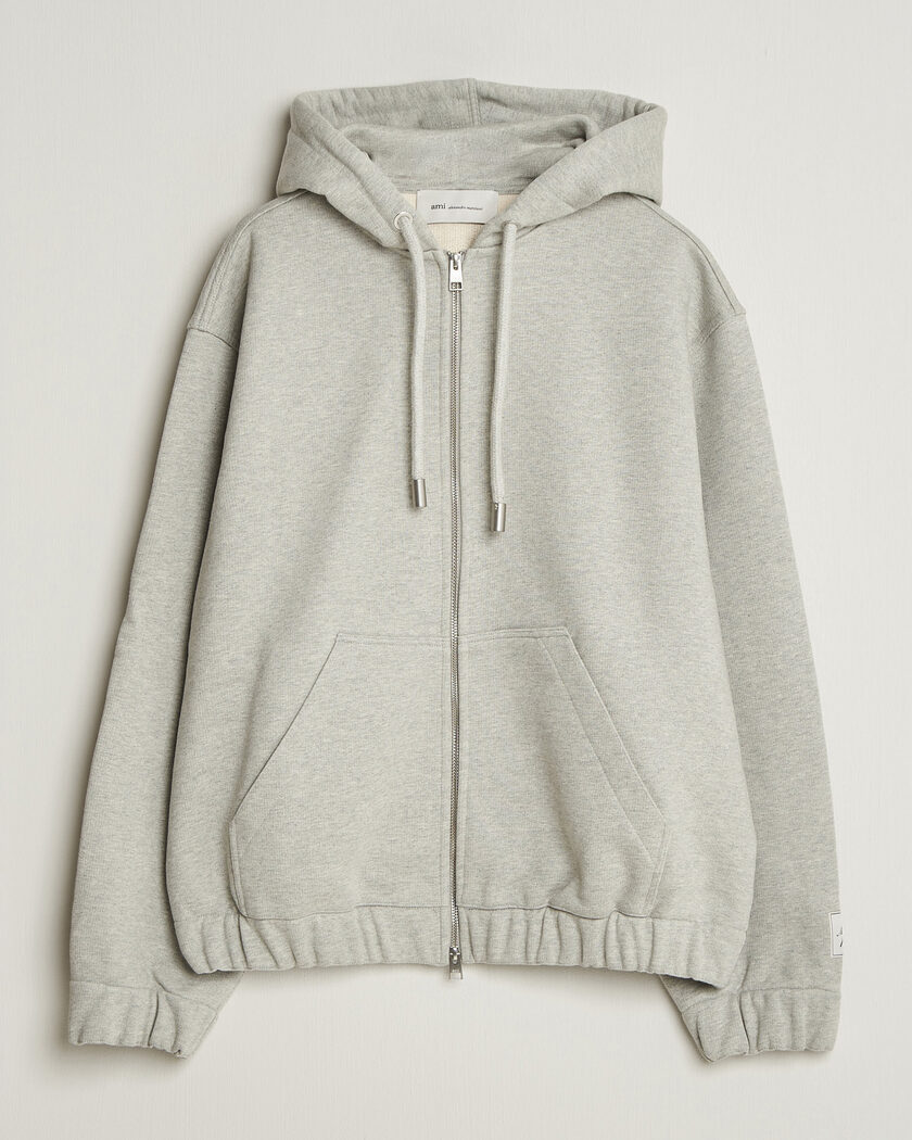 AMI Heritage Logo Full Zip Hoodie Light Grey Melange – Grigio