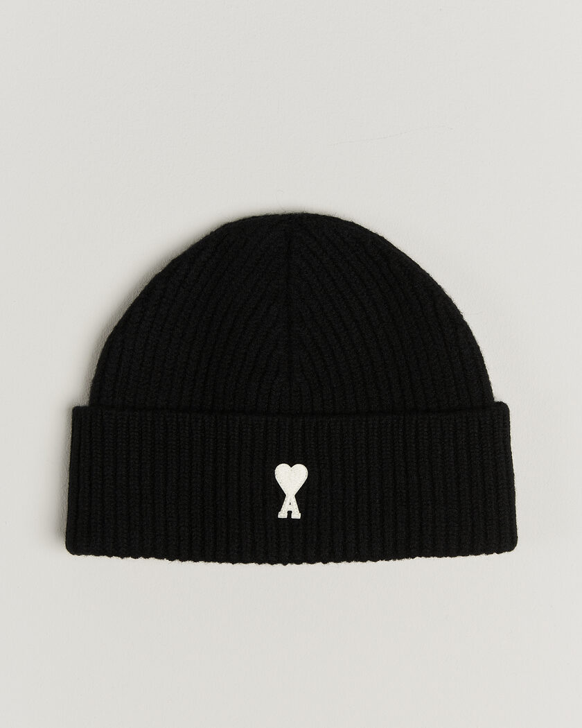 AMI Contrasted Heart Logo Beanie Black – Nero