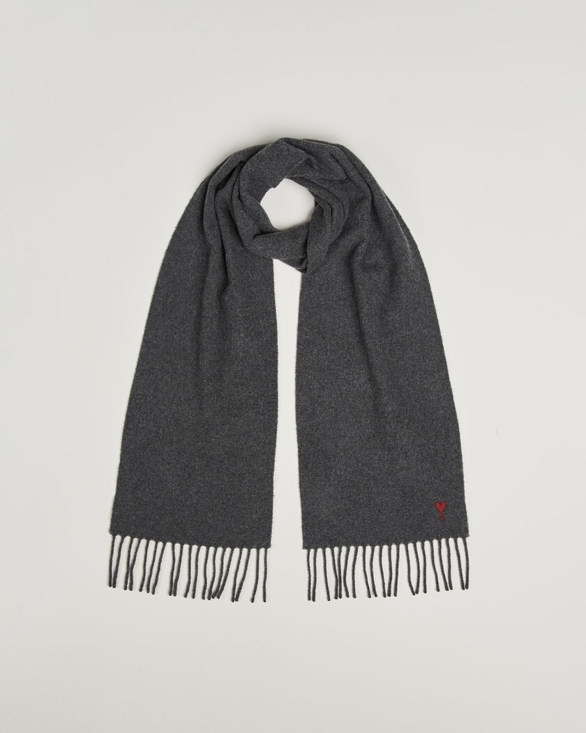AMI Heart Logo Scarf Grey Melange – Grigio