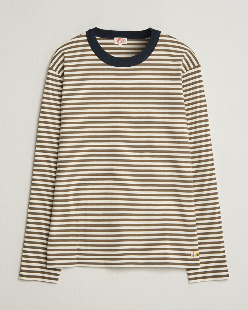 Armor-lux Héritage Striped Long Sleeve T-Shirt Olive/Milk – Multicolore