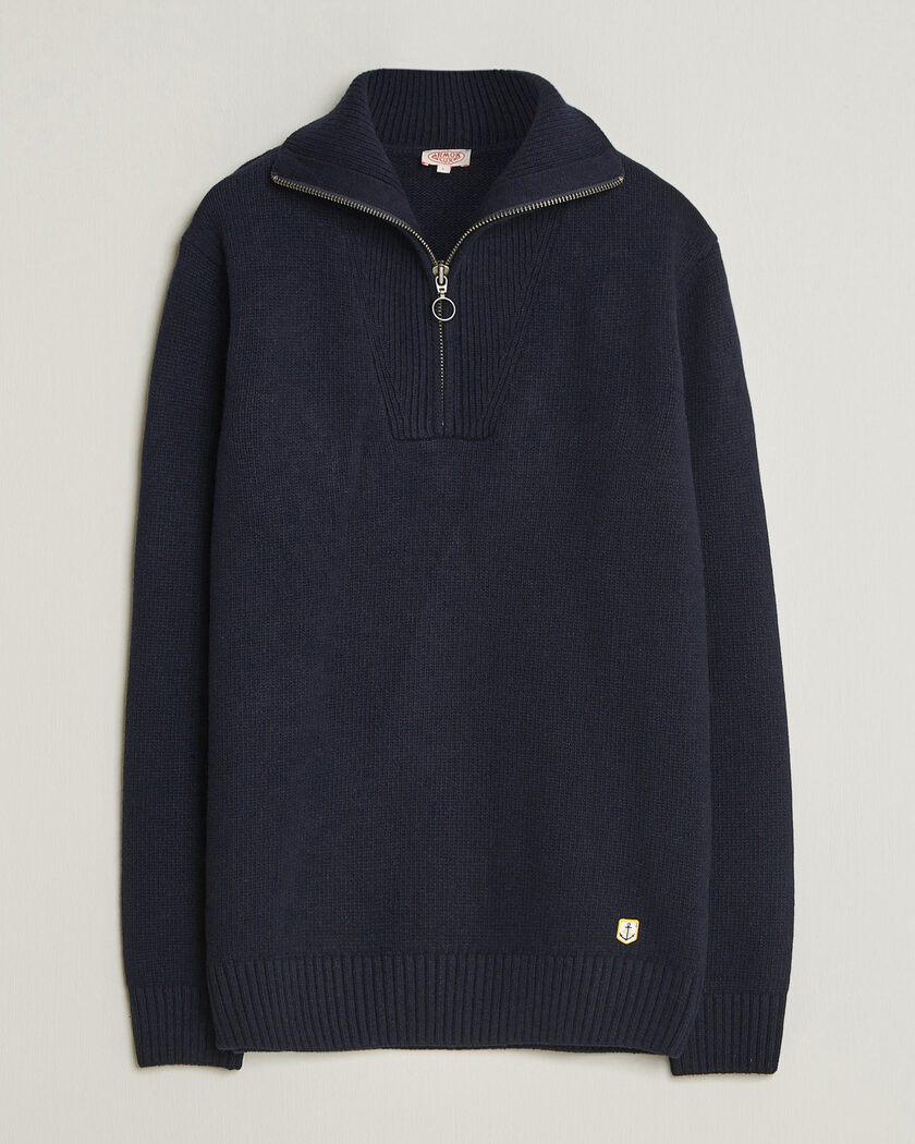 Armor-lux Wool Knitted Half Zip Navy – Blu