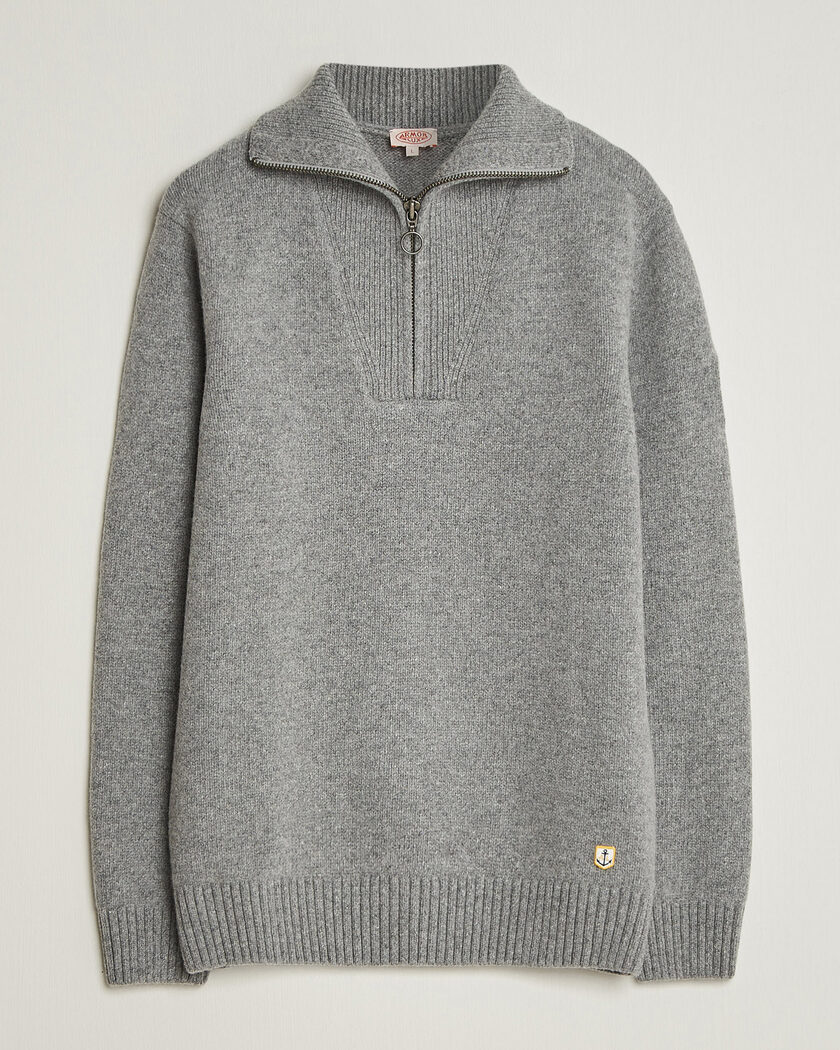 Armor-lux Wool Knitted Half Zip Slate – Grigio