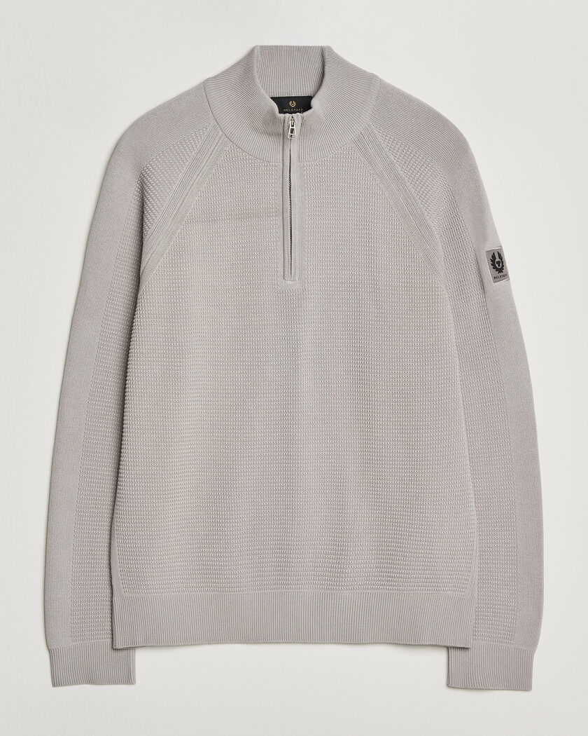 Belstaff Bradwell Cotton Knitted Quarter Zip Concrete – Grigio