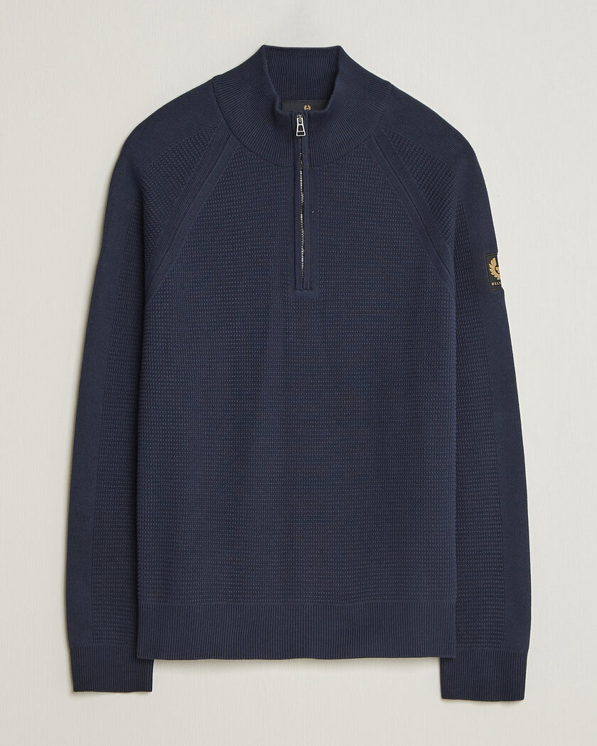 Belstaff Bradwell Cotton Knitted Quarter Zip Dark Ink – Blu