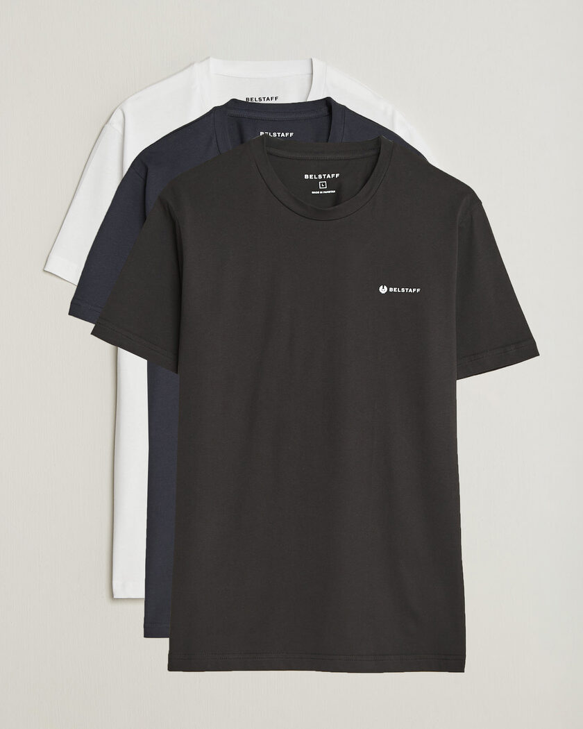 Belstaff 3-Pack Crew Neck T-Shirt Black/Dark Ink/White – Multicolore