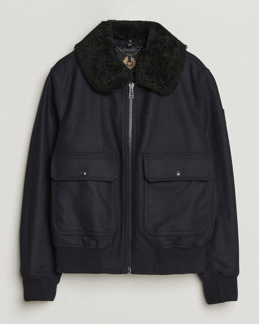 Belstaff Welder Wool Bomber Jacket Dark Ink – Blu