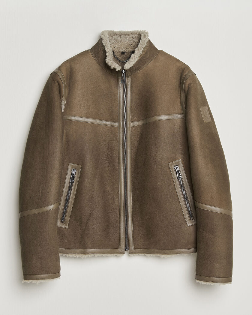 Belstaff Highland Shearling Jacket Dark Dusty Taupe – Marrone