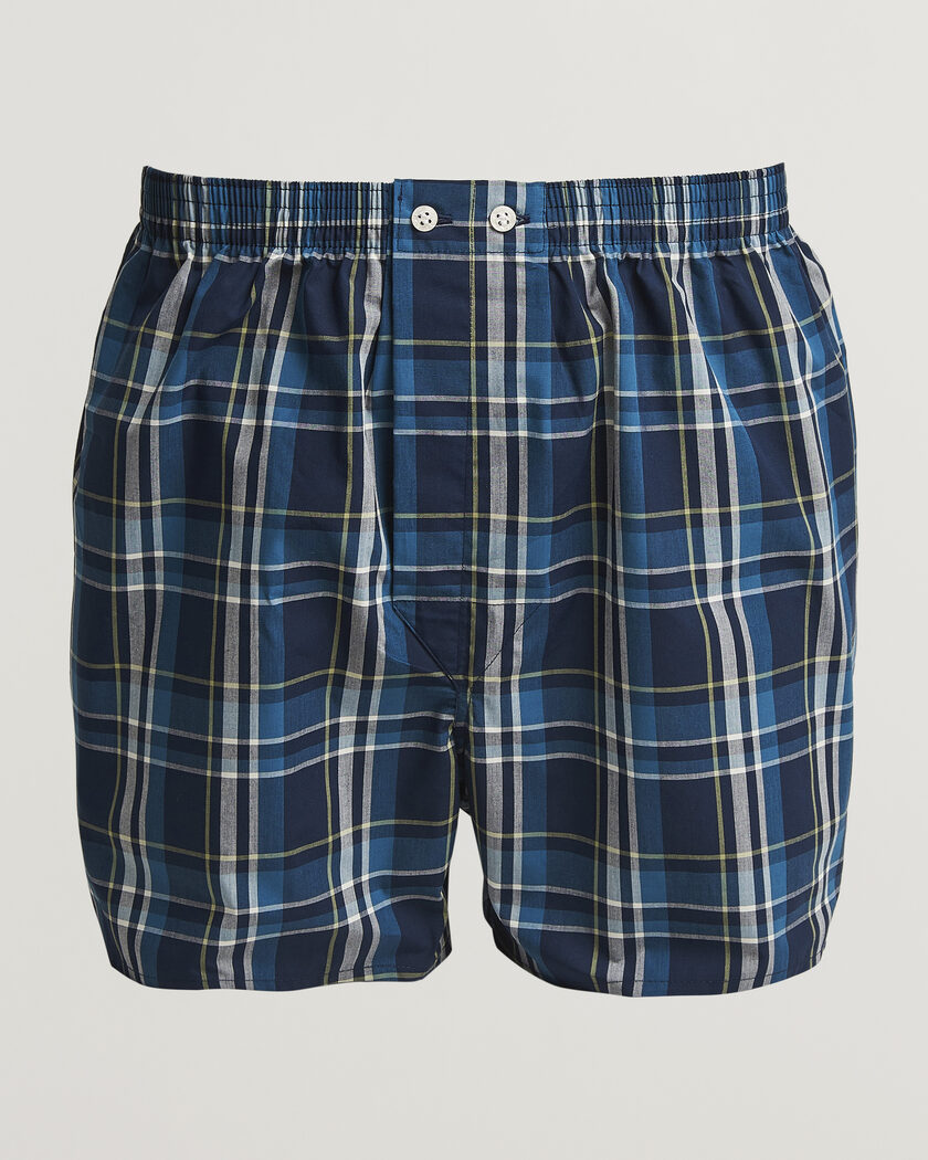 Derek Rose Classic Fit Woven Cotton Boxer Shorts Navy – Blu