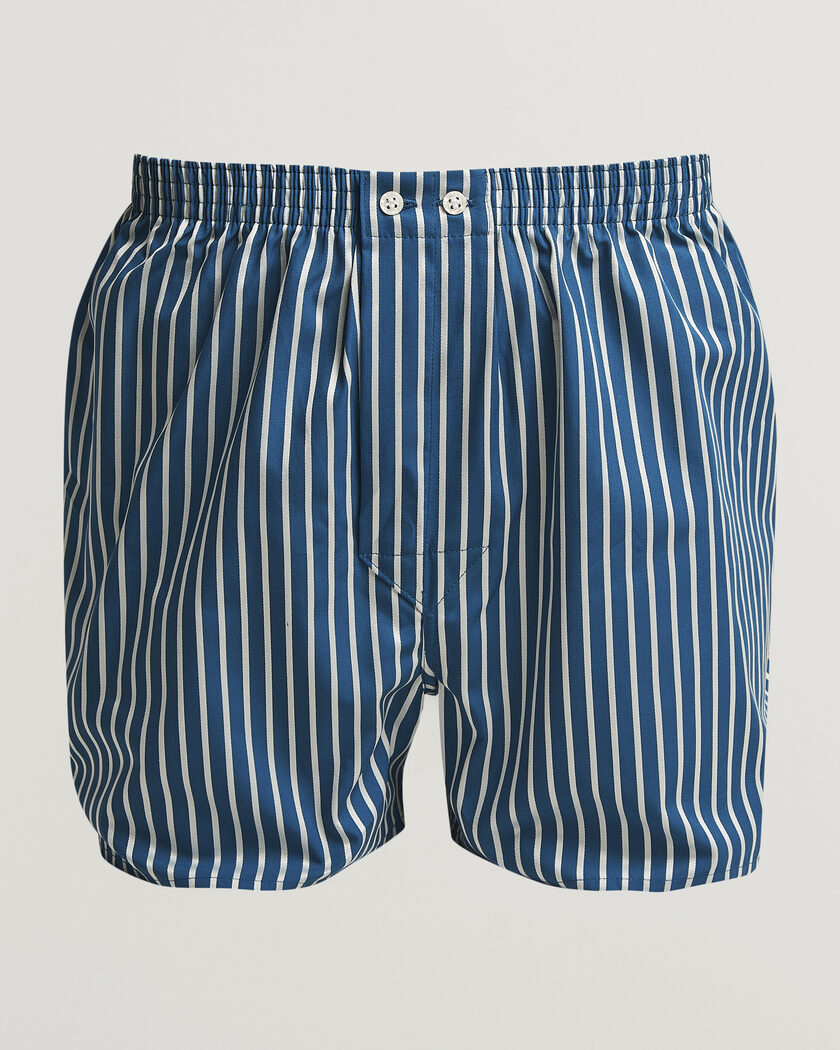 Derek Rose Classic Fit Striped Woven Cotton Boxer Shorts Blue/White – Multicolore