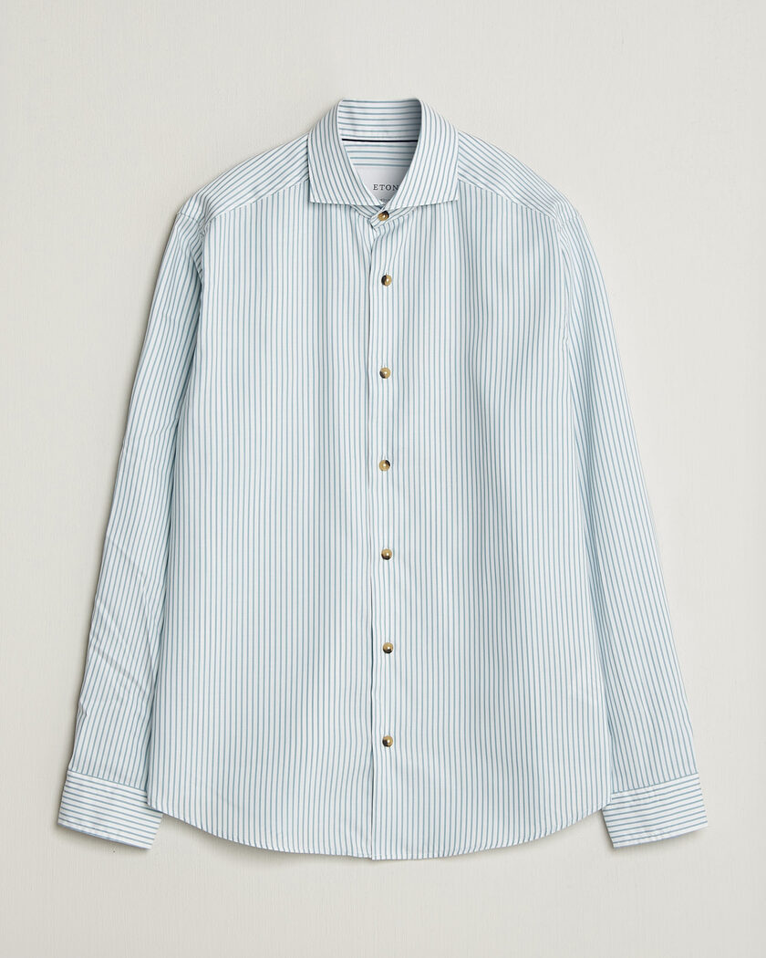 Eton Casual Fit Signature Oxford Striped Shirt Mid Blue – Blu