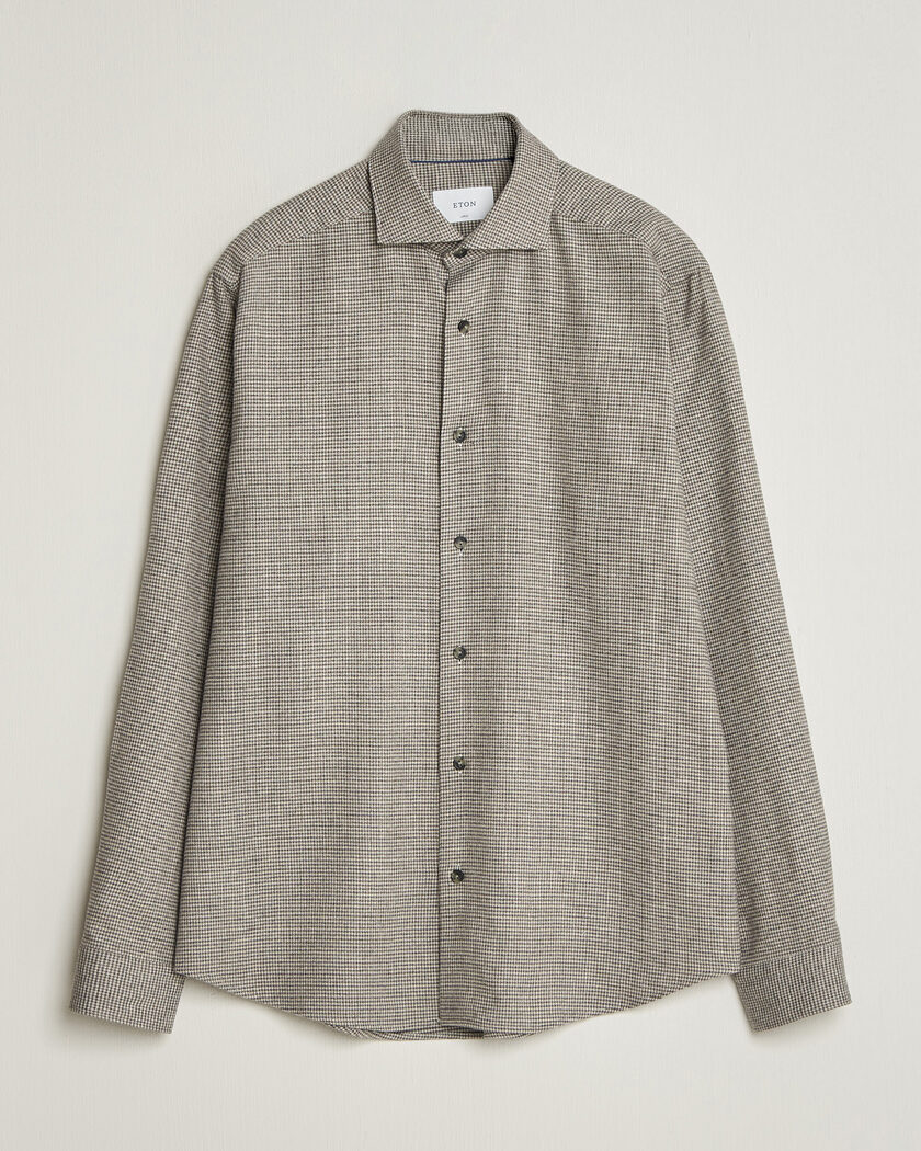 Eton Casual Fit Houndstooth Flannel Shirt Mid Grey – Grigio